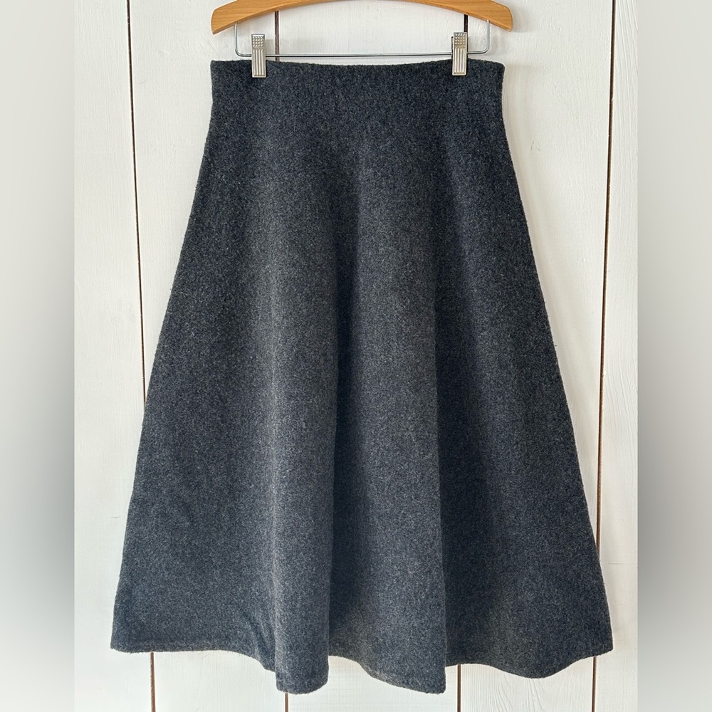 Uniqlo Wool Blend A-Line Skirt Sz S Grey Elasticized Waist